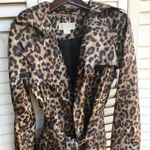 Leopard nylon trench coat